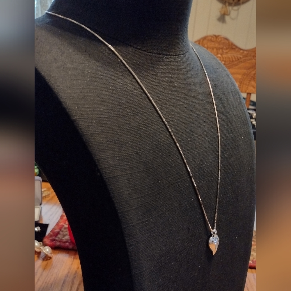 Solid Sterling Silver Designer Heart Necklace - image 7